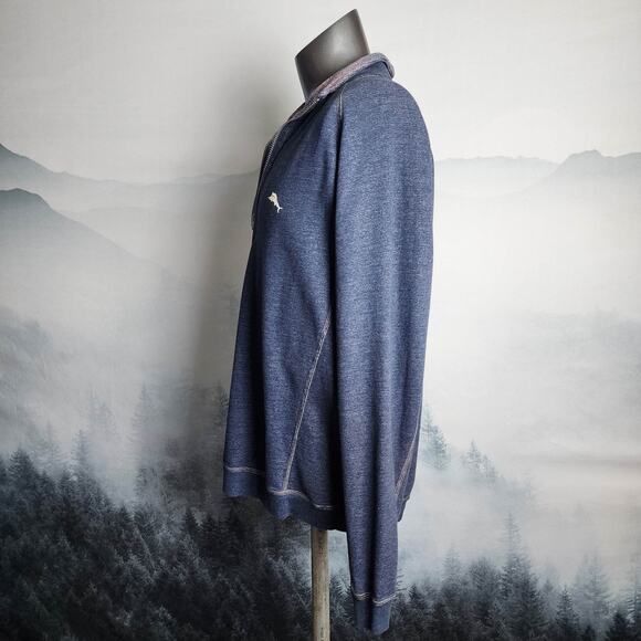 Tommy Bahama Reversible Quarter-Zip Navy Mock Neck Sweater | Men's LT - Picture 7 of 13